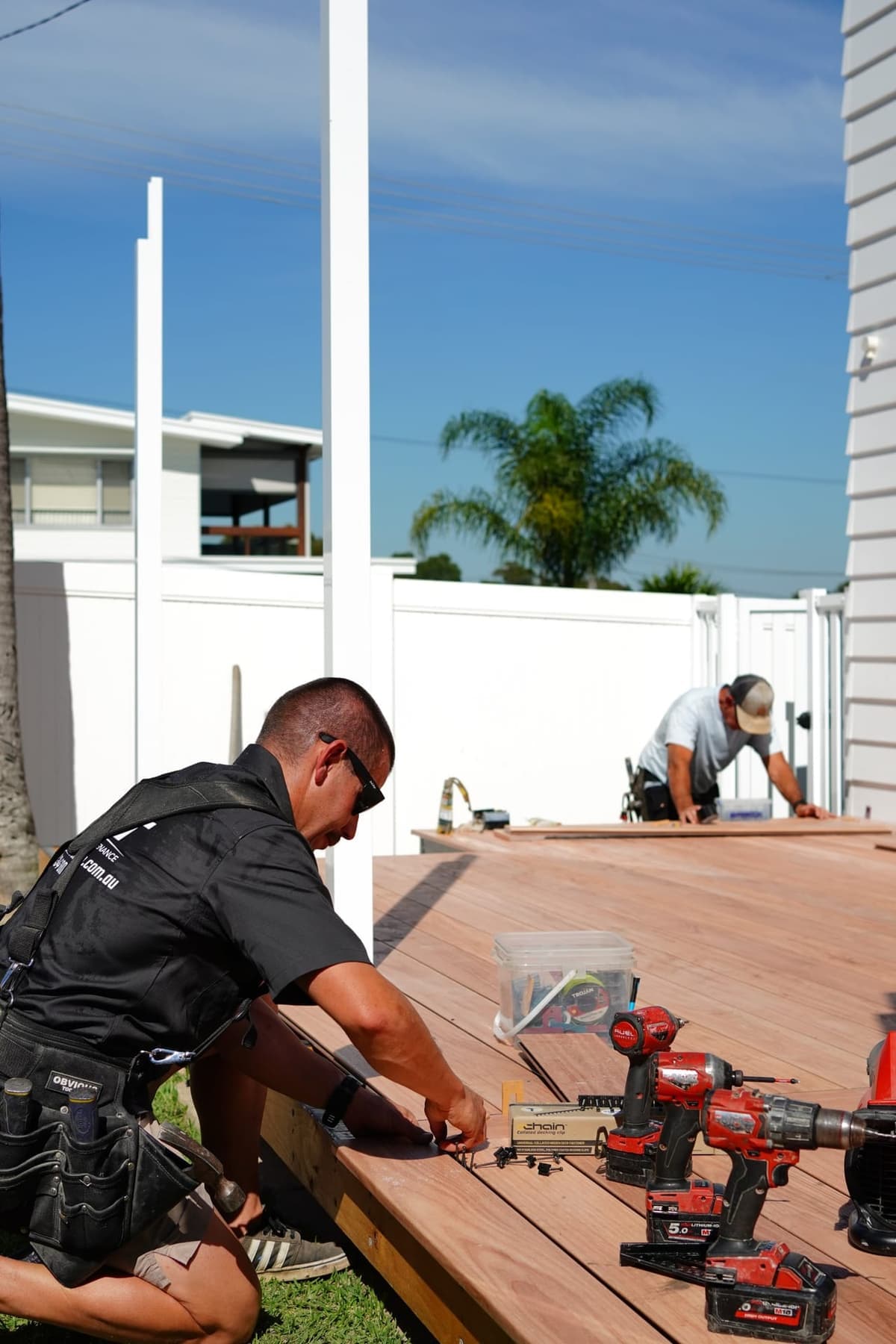 The JWT team laying a new timber deck